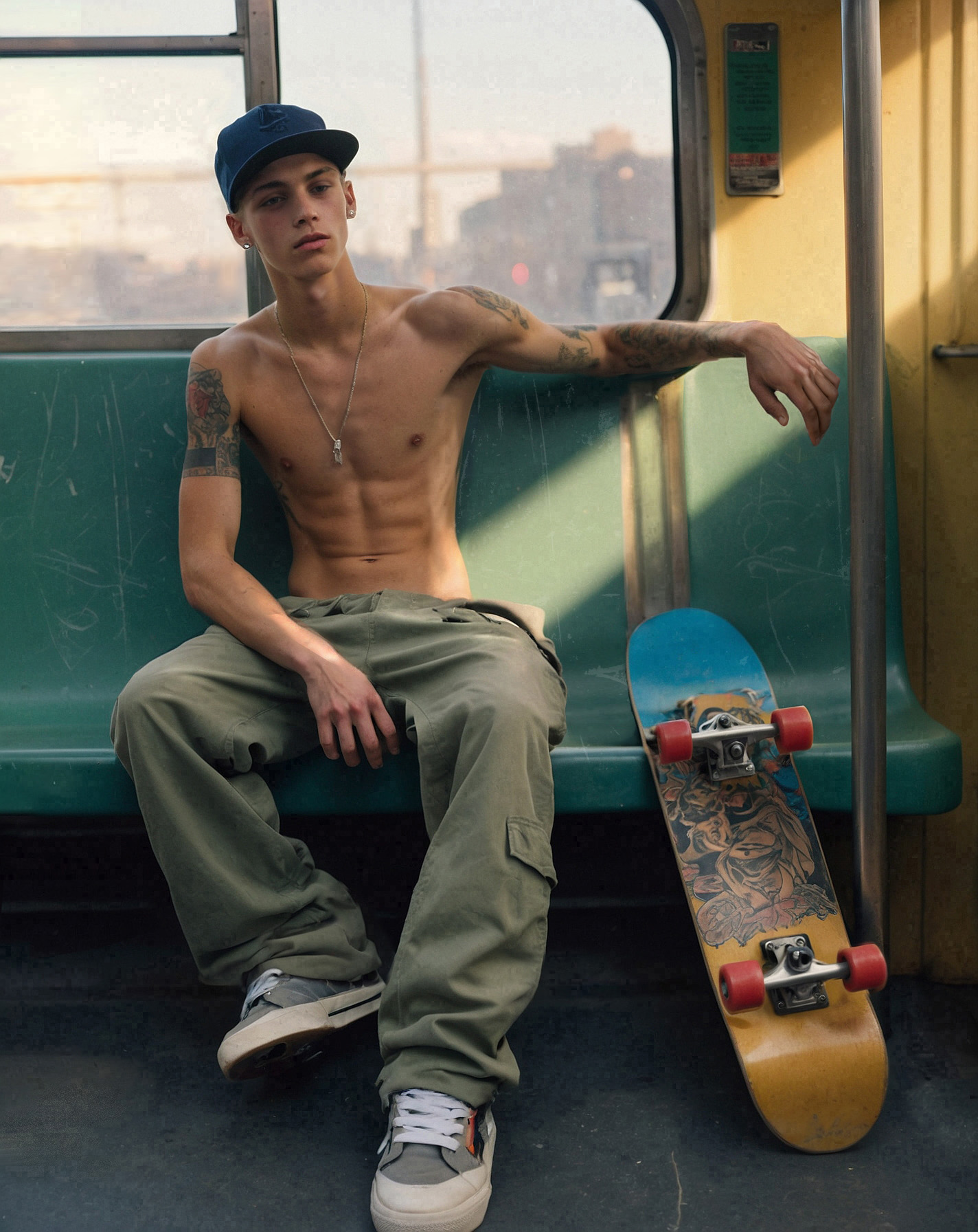 Skater boy on the subway